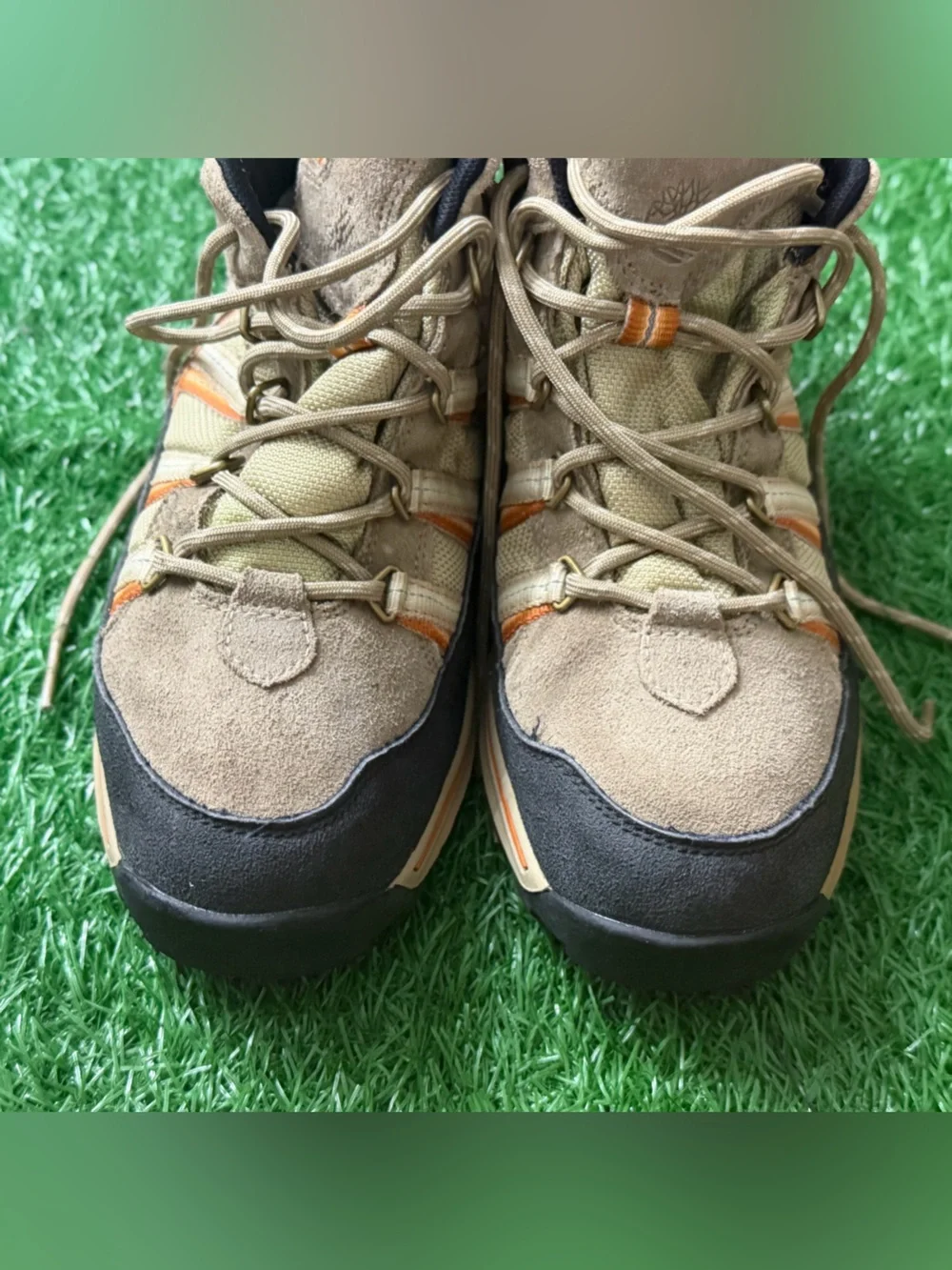 Men's Timberland Tan and Orange Outdoor Trail Shoes Size 5.5